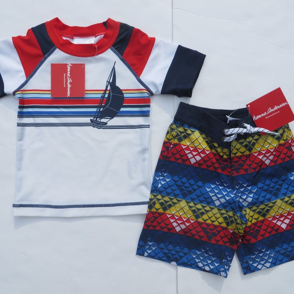 Hanna Andersson 80 Boys 18-24 Rashguard Trunks NEW